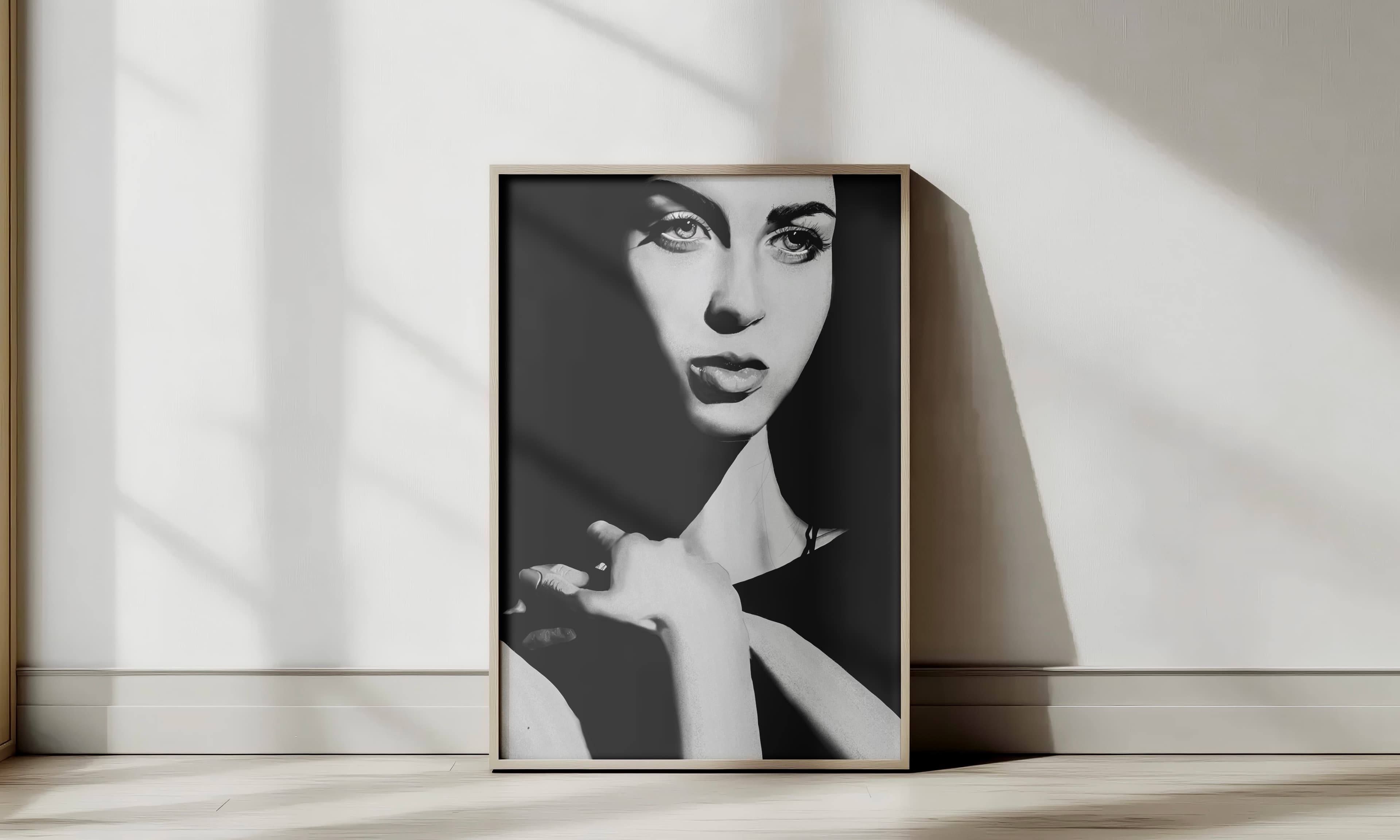 photoshop illustration of a girl on a frame mockup